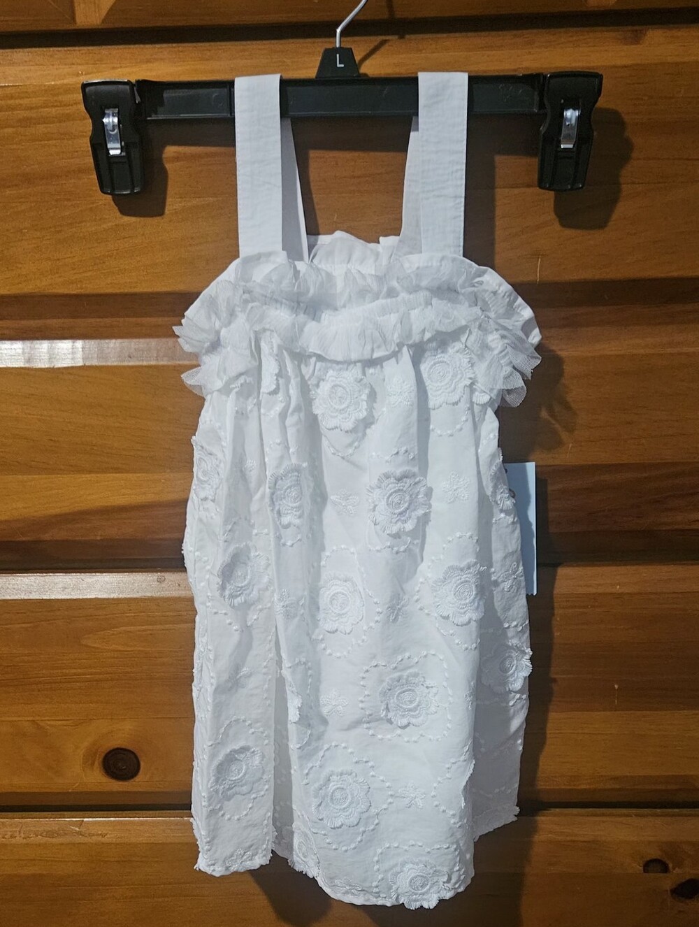 NWT Cat & Jack White Eyelet Floral Ruffle Strap Dress for Girls